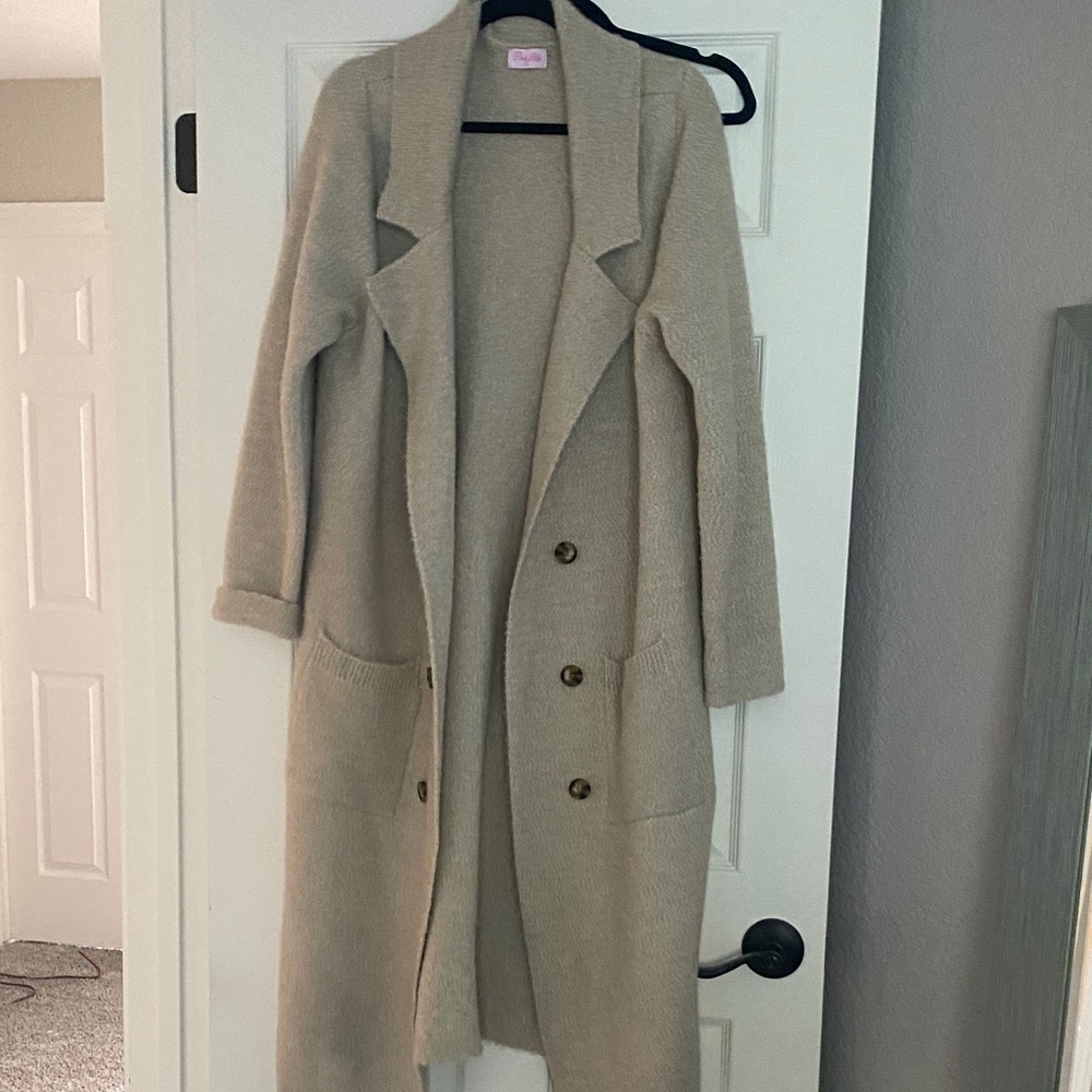 Pink Lily Beige Textured Coat